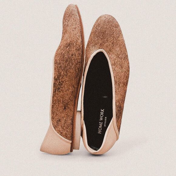 home work atelier Shoes - Home work atelier almond round toe preppy fur textured flats size 9